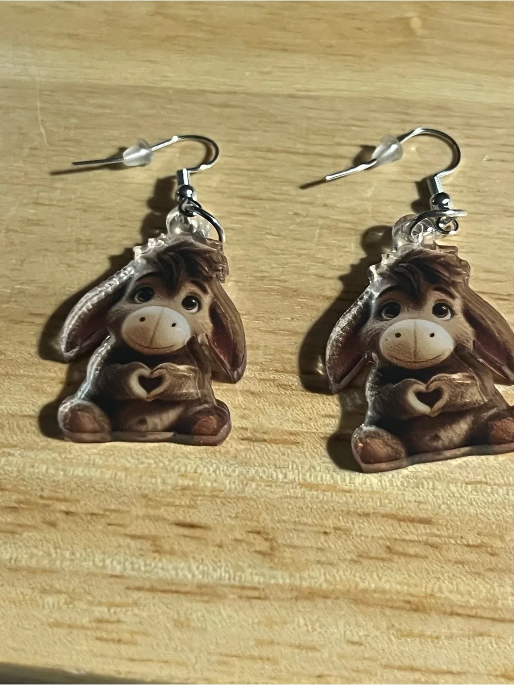 Cute Brown Donkey Heart Kids Earrings - Brand Unknown E182